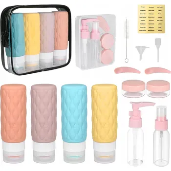 Kosmetická taška SADA SILIKONOVÝCH CESTOVNÍCH LAHVIČEK NA KOSMETIKU + KOSMETICKÁ TAŠKA 16 KUSŮ