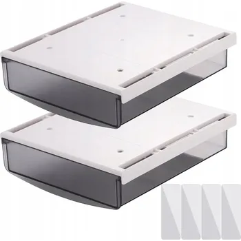 Úložný box ŠUPLÍK POD PSACÍ STŮL SKRYTÁ ŠUPLÍK ORGANIZÉR DO DOMÁCNOSTI A KANCELÁŘE ČERNÝ x2