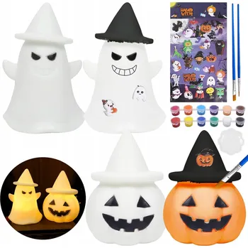 Obraz SADA LAMPIČEK 2 KUSŮ VYROB SI SÁM DEKORACE NA HALLOWEEN DIY MALOVANÉ DÝNĚ