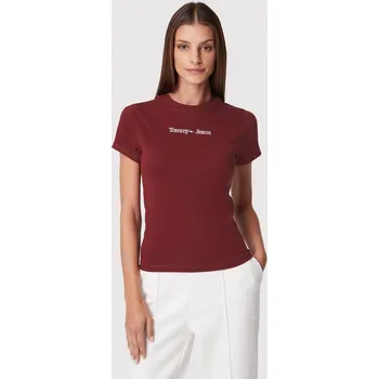 Dámské tričko Tommy Jeans dámské vínové tričko 20005798-1855548