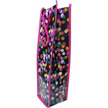 Dárková taška Pevná dárková Dárková Taška na láhev 34x10cm s puntíky