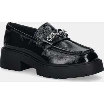 Dámské mokasíny Kožené mokasíny Calvin Klein CHUNKY LOAFER HDW LTH dámské, černá barva, na platformě, YW0YW02044 99X, EUR 40