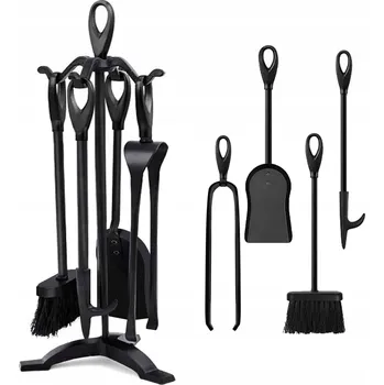 Krbové nářadí KOMÍNOVÉ NÁŘADÍ PŘÍSLUŠENSTVÍ KE KRBU 5DÍLNÁ SADA DRŽÁK NÁŘADÍ