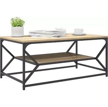 Konferenční stolek Konferenční stolek, kov, dřevo, černá, dub sonoma, AMIAS