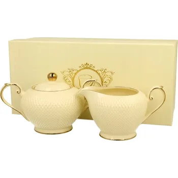 Cukřenka DUO porcelain Cukřenka s mlékovkou ecru - Vesper - sada 2 ks