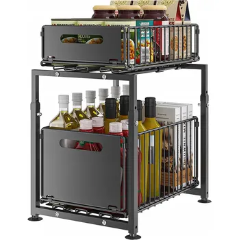 police VÝSUVNÝ KUCHYŇSKÝ ORGANIZÉR POD DŘEZ KOVOVÉ POLICE ELEGANTNÍ ČERNÝ