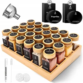 ORGANIZÉR NA KOŘENÍ ELEGANTNÍ BAMBUSOVÝ 24 SKLENICE TRYCHTÝŘ 180 ŠTÍTKŮ