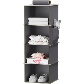 Úložný box ZÁVĚSNÝ ORGANIZÉR NA OBLEČENÍ A HRAČKY, ZESÍLENÝ, 4 POLICE