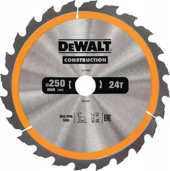 Pilový kotouč Kotoučová pila na dřevo 250mm x 30mm, 24 zubů. DeWALT DT1956