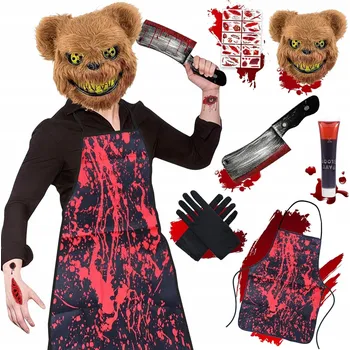 Karnevalový kostým MASKA KOSTÝM STRAŠIDELNÝ MEDVÍDEK – SET NA MAŠKARNÍ PLES HALLOWEEN
