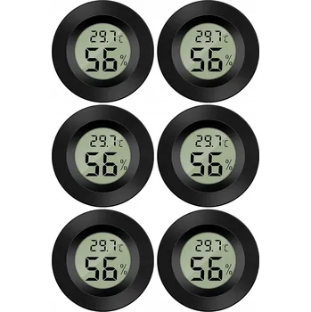 Teploměr HIGROMETR TERMOMETR CZARNY ZESTAW 6 SZTUK černý