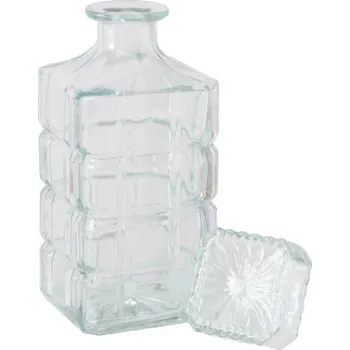 KARAFA NA WHISKY SE ZÁTKOU OZDOBNÁ SKLENĚNÁ MODERNÍ 900 ML 9X23 CM