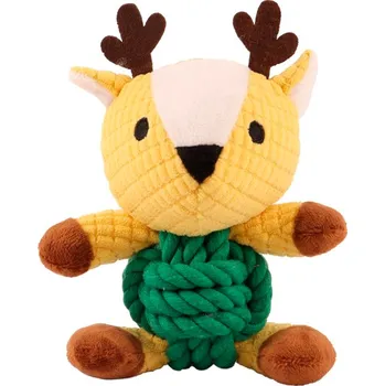 Hračka pro psa Huhubamboo vánoční sob s uzlem 18 cm