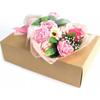 umělá květina VOŇAVÁ KYTICE Z MÝDLOVÝCH KVĚTŮ V KRABIČCE – IDEÁLNÍ JAKO KRÁSNÝ DÁREK K NAROZENINÁM