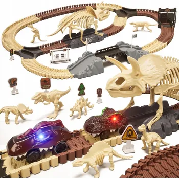 Vláček a vláčkodráha ELEKTRICKÁ VLÁČKODRÁHA S DINOSAUREM KOMPLETNÍ SADA 188KUSŮ KOSTRA