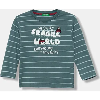 Chlapecké tričko Dětské bavlněné tričko s dlouhým rukávem United Colors of Benetton zelená barva, 3XVJG10KW 3XVJG10KW.P.Seasonal 96X, vel. 90