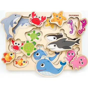 Dřevěná hračka PUZZLE DŘEVĚNÉ UČENÍ ZVÍŘAT PRO NEJMENŠÍ DĚTI VZDĚLÁVACÍ SADA 3 KS