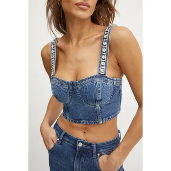Džínový top Guess KETY W5RH03.D5ACC modrá 55J, vel. XL