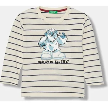 Chlapecké tričko Dětské bavlněné tričko s dlouhým rukávem United Colors of Benetton 3XVJG10KW.P.Seasonal béžová 02X, vel. 116