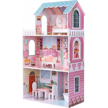 Domeček pro panenku Domeček pro panenky Navaris DŘEVĚNÝ DOMEČEK PRO PANENKY – SADA, 106 cm