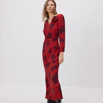 Dámské šaty Reserved - Šaty s květinovým vzorem - červená - 295JA-33X - 295JA-33X-L