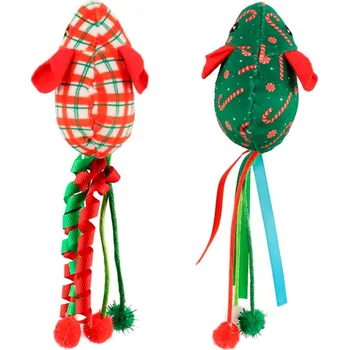 Hračka pro kočku Huhubamboo vánoční set myší 2 ks 7,5 cm