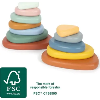 Dřevěná hračka Small Foot Montessori říční kameny - balanční hra