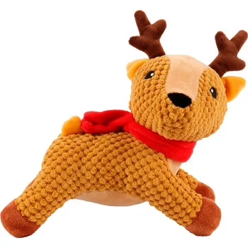 Hračka pro psa Huhubamboo vánoční sob s červenou šálou 24 cm