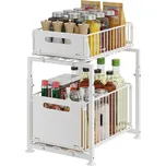 VÝSUVNÝ KUCHYŇSKÝ ORGANIZÉR POD DŘEZ, KOVOVÉ POLICE, ELEGANTNÍ BÍLÝ