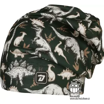 Pokrývka hlavy Flísová čepice Dráče Yetti - vzor 23 - tmavě zelená - dino