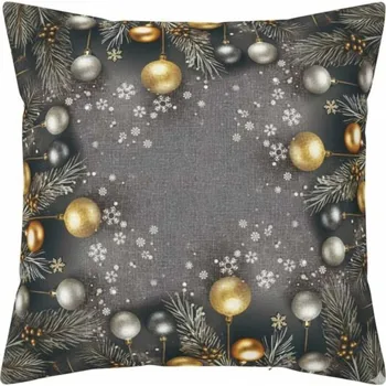 Dekorativní polštářek Vánoční dekorační polštářek 40x40 Jehličí a baňky