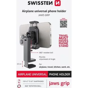 SWISSTEN UNIVERZÁLNÍ DRŽÁK SMARTPHONŮ S ČELISŤOVÝM PŘICHYCENÍM - 65010313