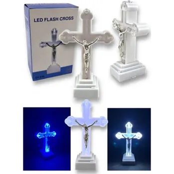 Obraz Plastový kříž s LED podsvícením 13x8x5 cm