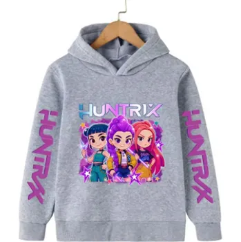 Chlapecký svetr KPop Demon Hunters (Lovkyně démonů) KPop Demon Hunters dětská mikina s potiskem (Huntrix) Barva: šedá (64083), Velikost: 150