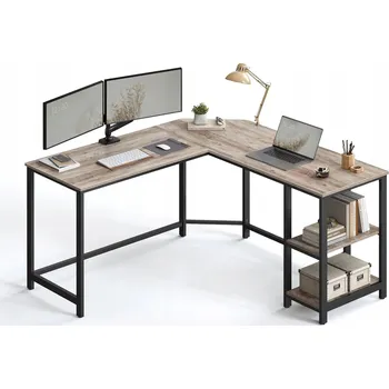 Počítačový stůl ROHOVÝ POČÍTAČOVÝ STŮL INDUSTRIAL ŠEDO-HNĚDÝ