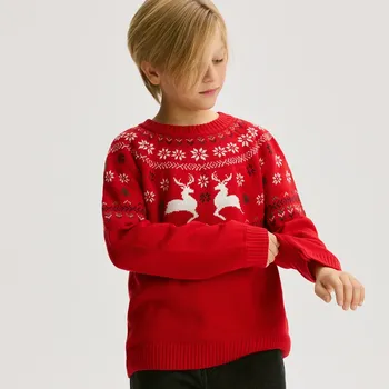 Chlapecká mikina Reserved - Svetr s vánočním motivem - červená - 653FH-33X - 653FH-33X-164