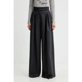 Dámské kalhoty Vlněné kalhoty Marella dámské, šedá barva, široké, high waist, 2523136182200 90X, vel. 40