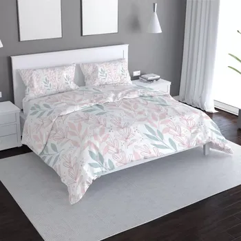 Povlečení Sablio Povlečení Růžové a modré lístky - 140x200 / 90x70