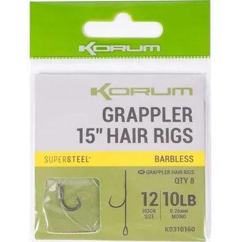 Rybářský háček KORUM Návazec Grappler Hair Rigs 38cm Velikost 8 8ks