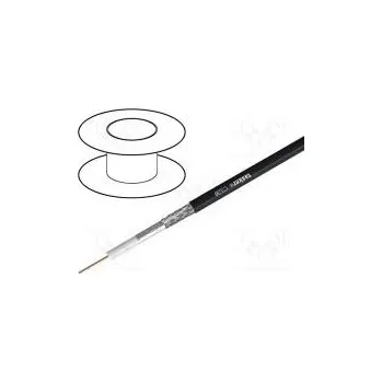 elektrický kabel Vodič koaxiální 1x15AWG drát Cu PVC černá 6,1mm