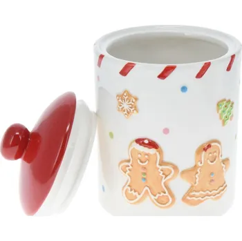 Dóza na potraviny Keramická dóza Perníček 12 × 18 cm, bílá