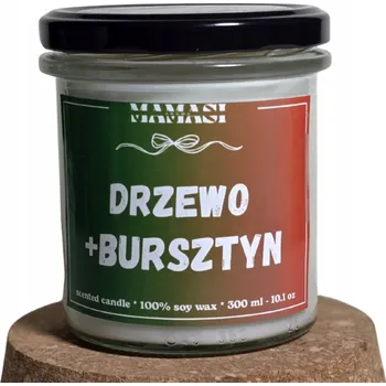 Svíčka Sójová vonná svíčka DŘEVO + JANTAR MamasiCandle 1 ks