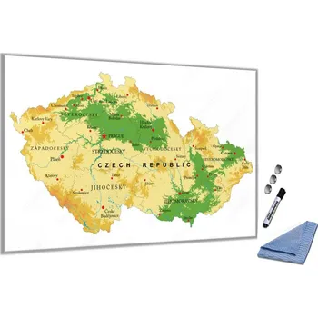 Kancelářský nábytek Skleněná magnetická tabule - mapa reliéfu České republiky Rozměr V/Š: 30x40cm