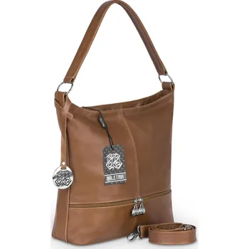 Kabelka Kaletnik kabelka z pravé lícové kůže hnědá