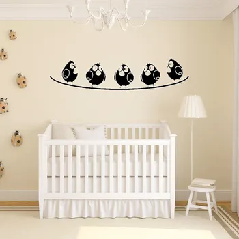 samolepka Sablio Samolepka na zeď: Ptáčci na drátě