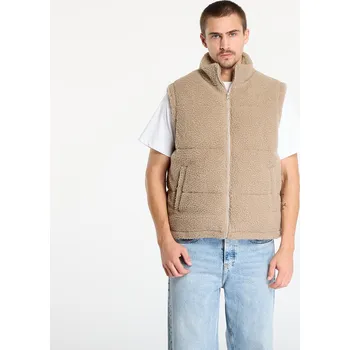 Pánská vesta Vesta Urban Classics Basic Teddy Puffer Vest Dark Taupe XL