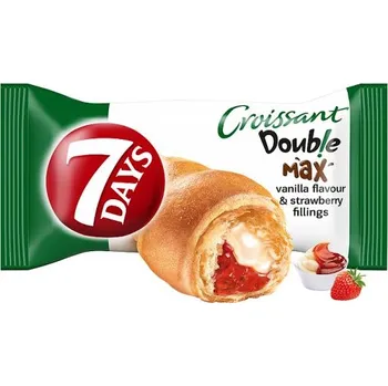 7 Days Croissant Double s náplní s vanilkovou příchutí a jahodovou náplní 80g