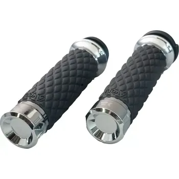 Řídítka Motocyklové gripy / rukojeti na řidítka motorky KHROME WERKS GRIPS DIAMOND KLASSIC CHROME 500305 (pro řidítka o průměru 25,4 mm (1"), uzavřené konce gripů )