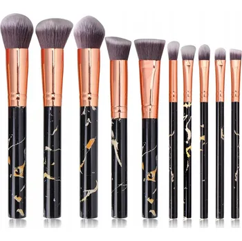 Kosmetický štětec Sada 10 kusů kosmetické štětce, mramorové černé