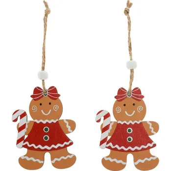 Dekorace, dřevěná, závěsná, PERNÍČEK, 6,5x8cm, 2 ks/bal.